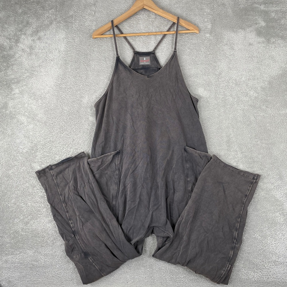 Free People Movement Hot Shot Jumpsuit Womens XS Gray Mineral Wash Harem Boho